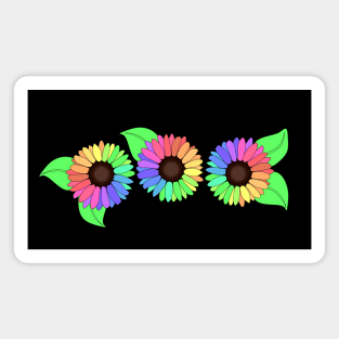 3 Rainbow Sunflowers Magnet